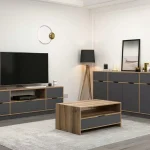 set elina sa tv komodom klub stolom I komodom u antracit boji - 1