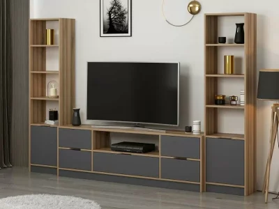 tv komoda elina sa 4 vrata I 1 police za knjige antracit boji - 3