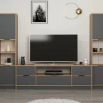 tv komoda elina sa 5 vrata I 2 police za knjige antracit boji - 1