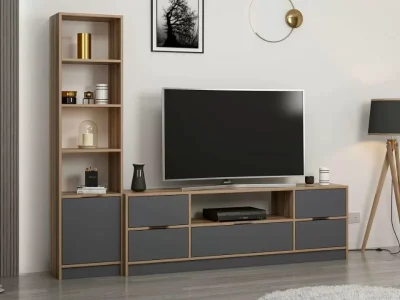 tv komoda elina sa 6 vrata i policom za knjige u antracit boji - 4