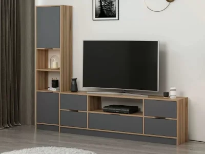 tv komoda elina sa policom za knjige u antracit boji - 2