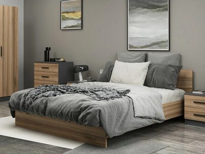 Set za spavaću sobu Anthracite - Wood - Slika 5