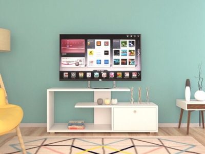 Tv komoda Bela sa vratima - Slika 4
