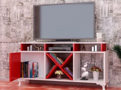 Tv komoda Dizajn belo crveno - Slika 2