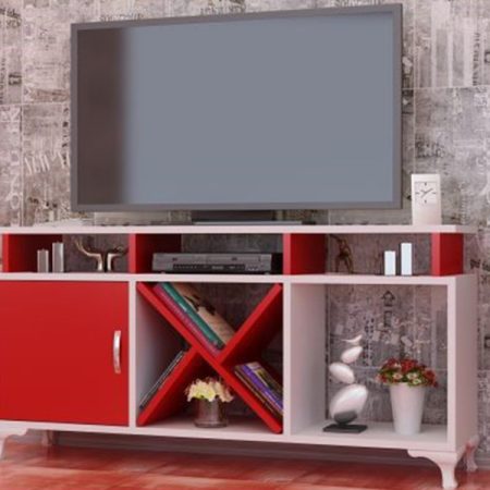 tv komoda dizajn belo crveno 2b