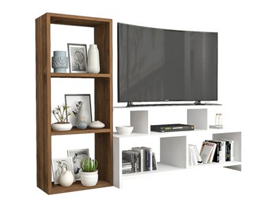 Tv komoda i polica belo - orah - Slika 2