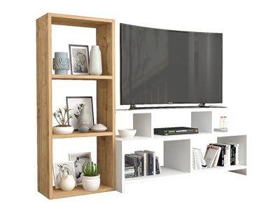 Tv komoda i polica belo - Hrast Safir - Slika 3