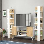 tv komoda i polica belo - hrast safir 2a