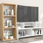 tv komoda i polica belo - hrast safir