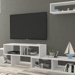 tv komoda kaskadna - belo sa zidnom policom 3a