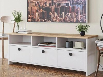 tv komoda sa troje vrata belo hrast 1a