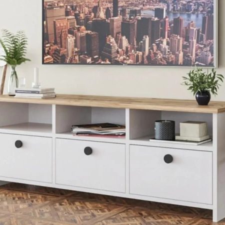 tv komoda sa troje vrata belo hrast 1a