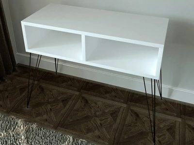 Tv komoda ukrasne metalne noge belo - Slika 3