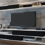 tv komoda belo crno sa zidnim elementom 2b