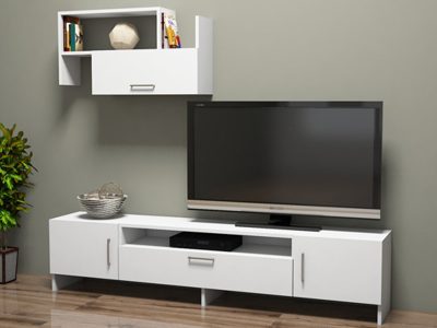 tv komoda belo sa zidnim elementom 5