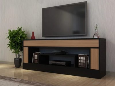 Tv komoda Jug crno - tikovina - Slika 4