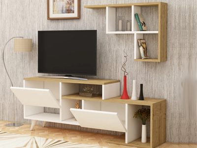 Tv komoda Kocka belo – hrast - Slika 3