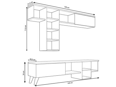 Tv komoda Romeo drvni dezen - belo - Slika 2