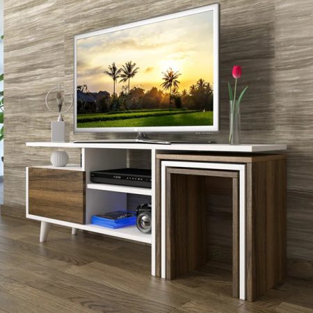 tv komoda sa set stocicima belo - orah