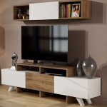 tv komoda zelja orah belo sa zidnim elementom 2a