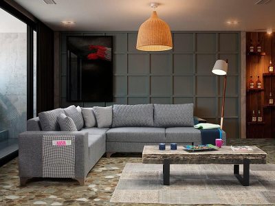 Ugaona garnitura Loft siva EY - Slika 2