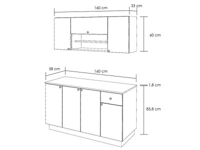 Kuhinja belo - antracit 160 cm - Slika 4