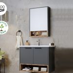 kupatilo antracit mdf drvni dezen ogledalo i lavabo 1a