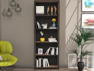 Polica Mira drvni dezen sa tamnim detaljima - Slika 2