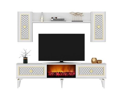 Tv komoda Herry set belo - zlato - Slika 3