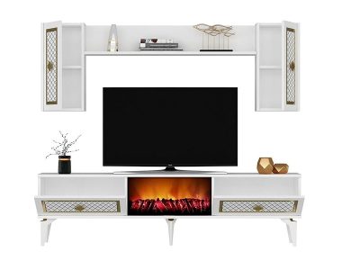 Tv komoda Herry set belo - zlato - Slika 4
